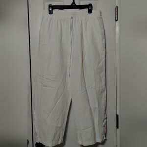 Women's Size XL White Elastic-Waist Casual Pants